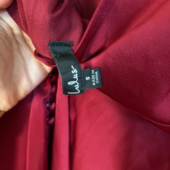 Extravagance Wine Red Satin Button-Back Maxi Dress NWOT Small - Picture 7 of 8